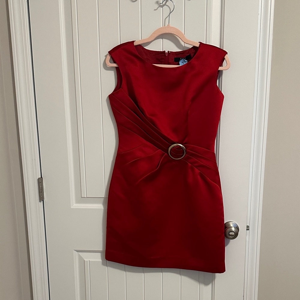 Alex Marie Red Mini Dress with Belted Detail